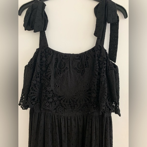 ANTONIO MELANI SIRI NOVELTY DRESS MIDI EMBROIDERED EYELET FLORAL BLACK SIZE 6 - Picture 4 of 7